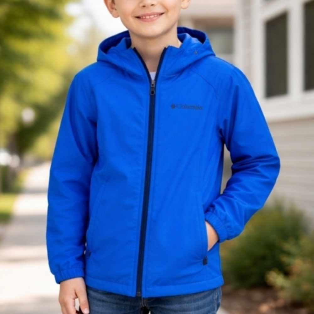 Columbia Kids Size M Blue Hooded Swim Coverup Lightweight Zip Jacket